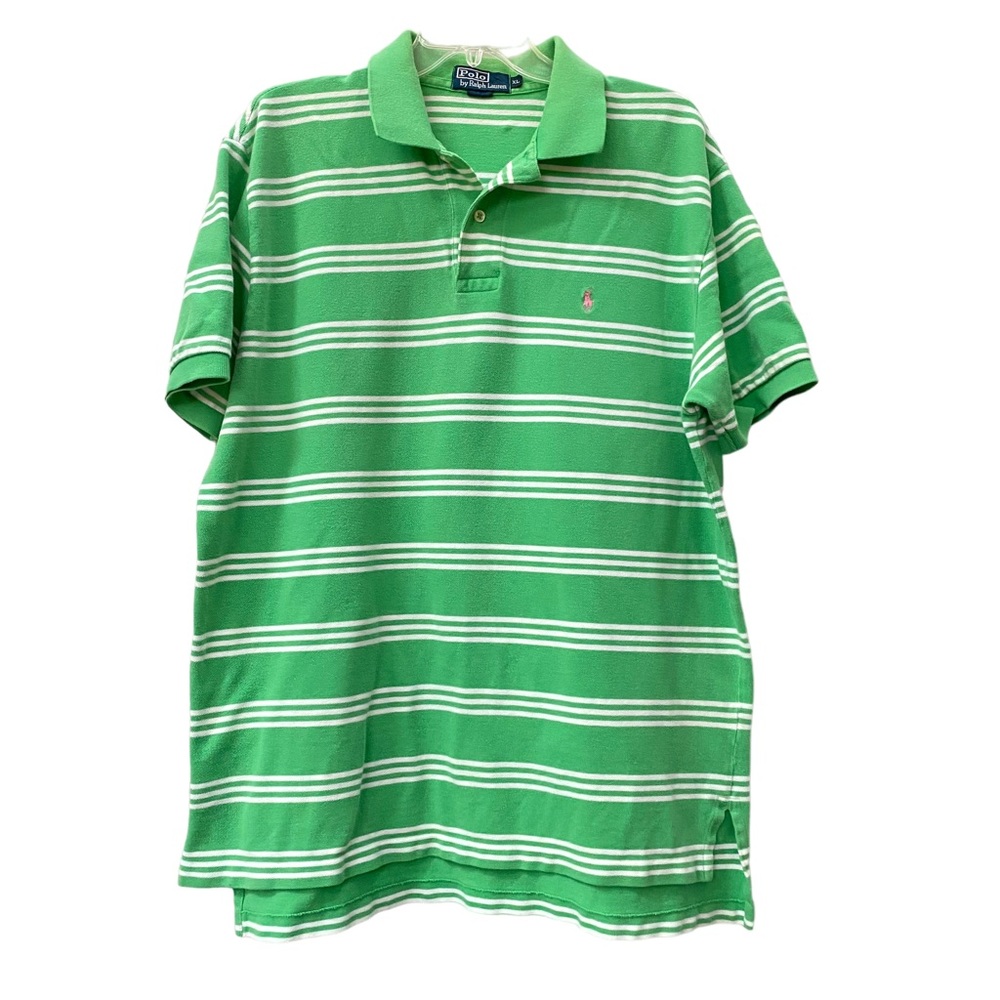 RL Polo Ralph Lauren Kelly Green White Stripe Polo Shirt Mens size XL